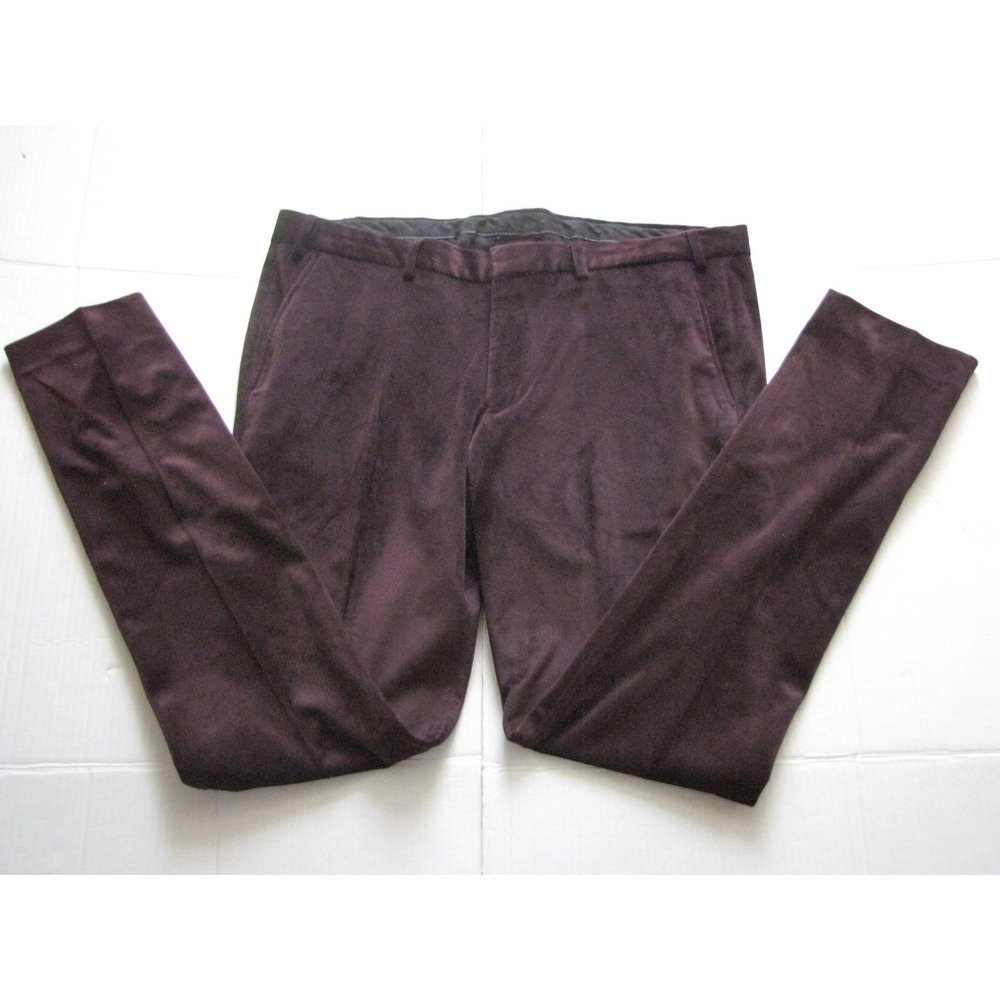 Rudie London Pants Mens 38x31 Purple Velvet Dress Tapered Flat Front Casual